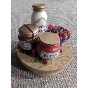 Our America .. Grandma's Preserves Berries & Cream Candle Topper NEW